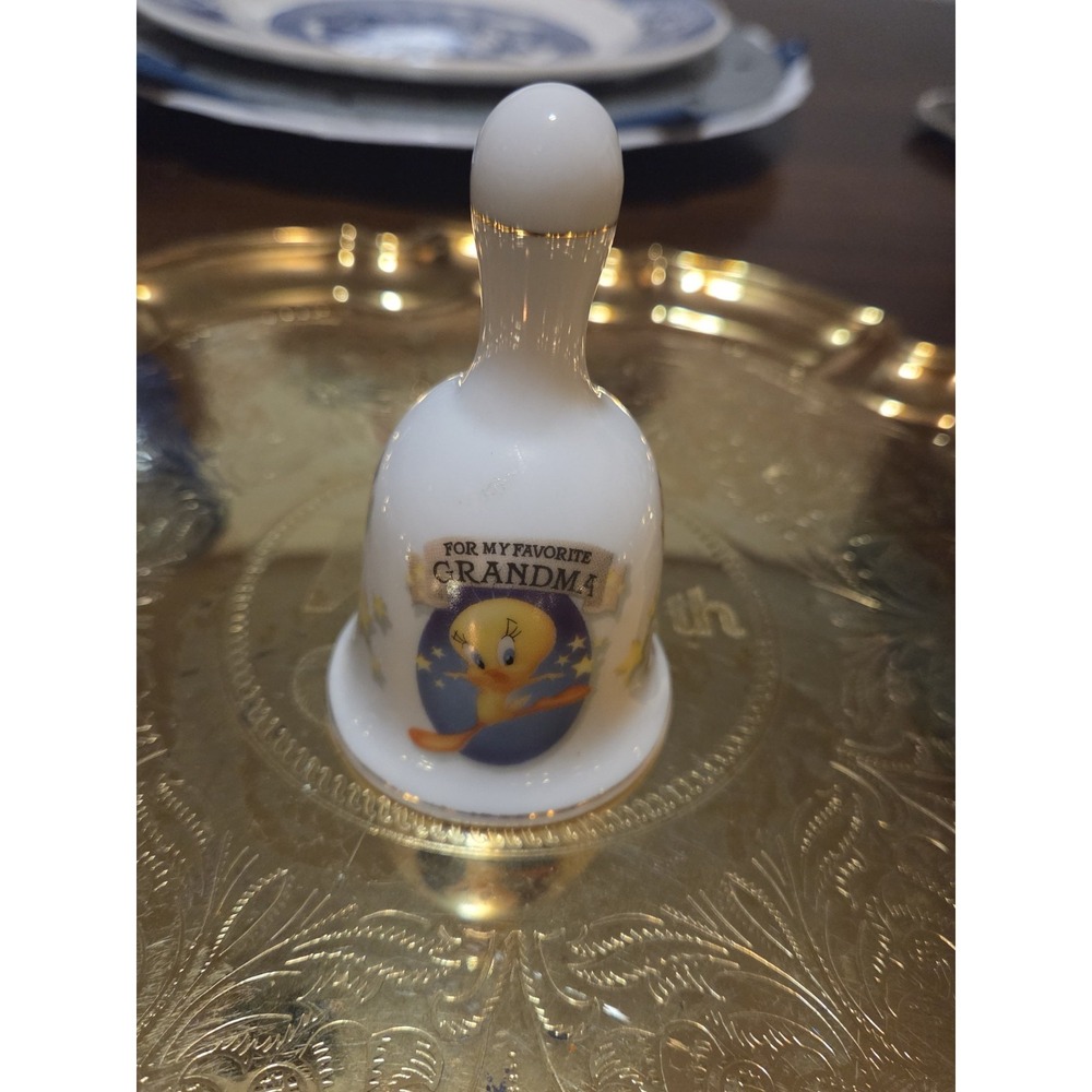Looney Tunes Tweety Bird My Favorite Grandma Porcelain Bell And Vintage Bean Toy